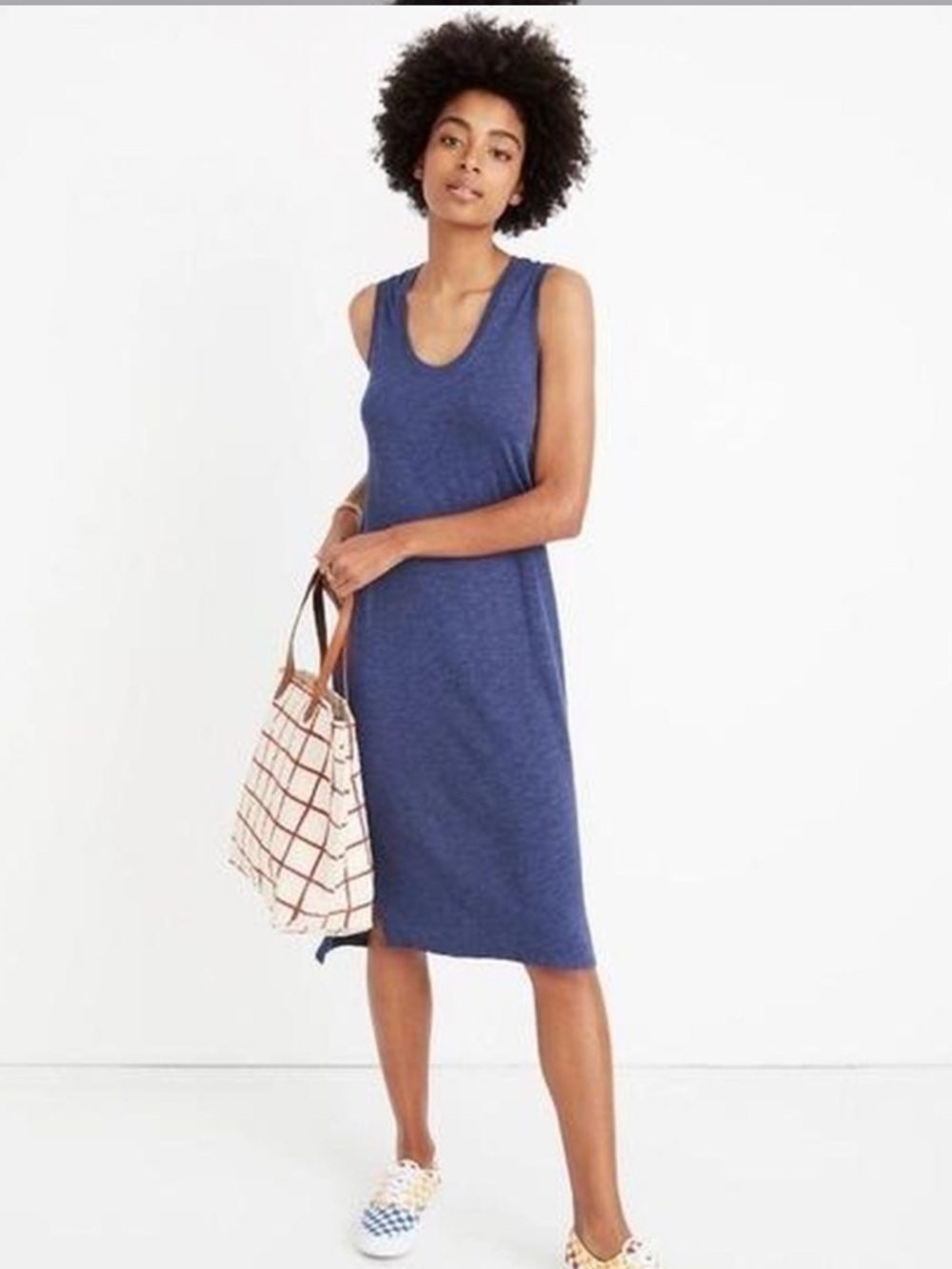 Madewell Navy Scoop-Neck Sleeveless Midi Dress